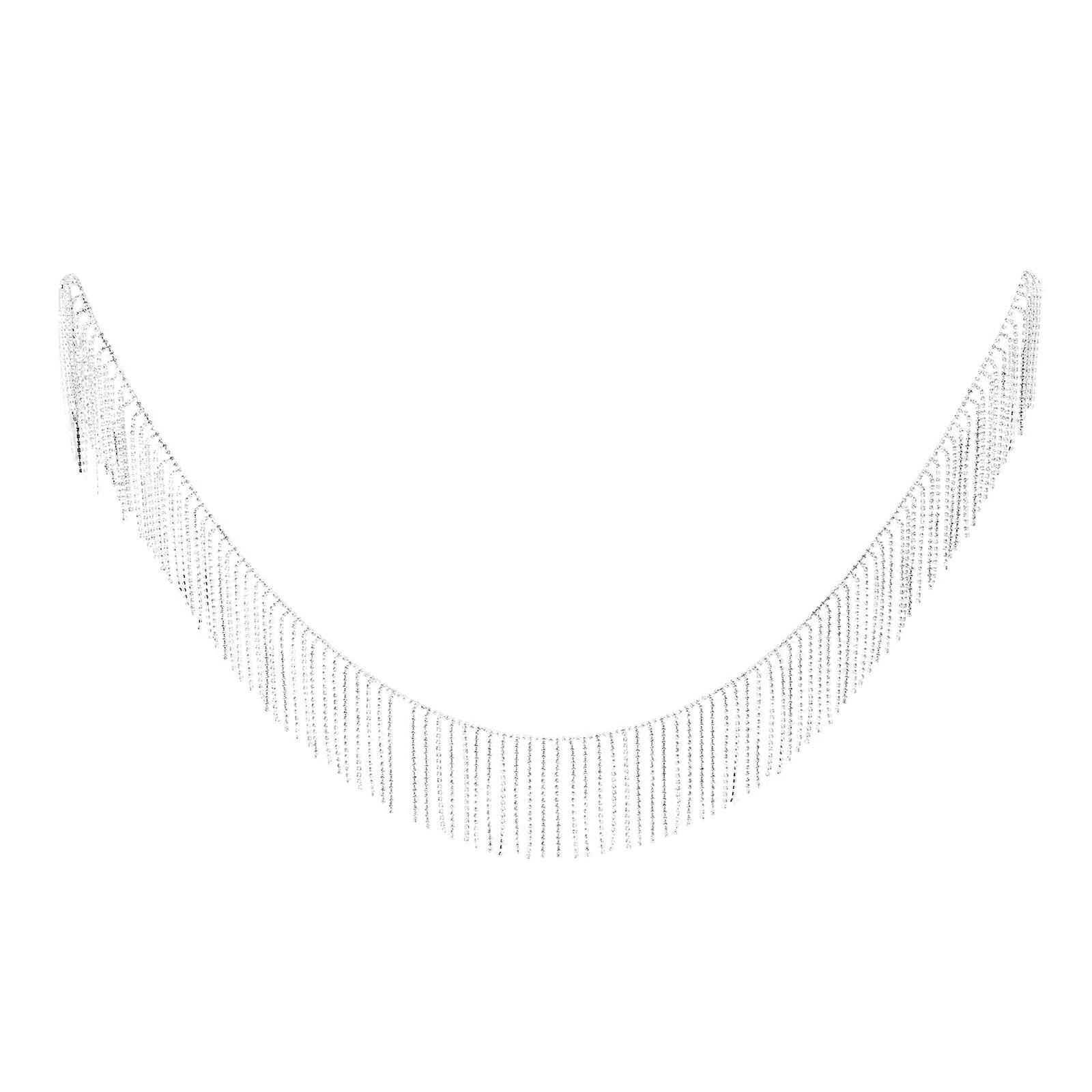 White Rhinestone Chain for Decoration Use Synthetic Material 1Pc