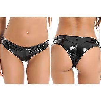 Women Latex Shiny Thongs Low Rise Stretchy Briefs PVC Leather Underwear Clubwear