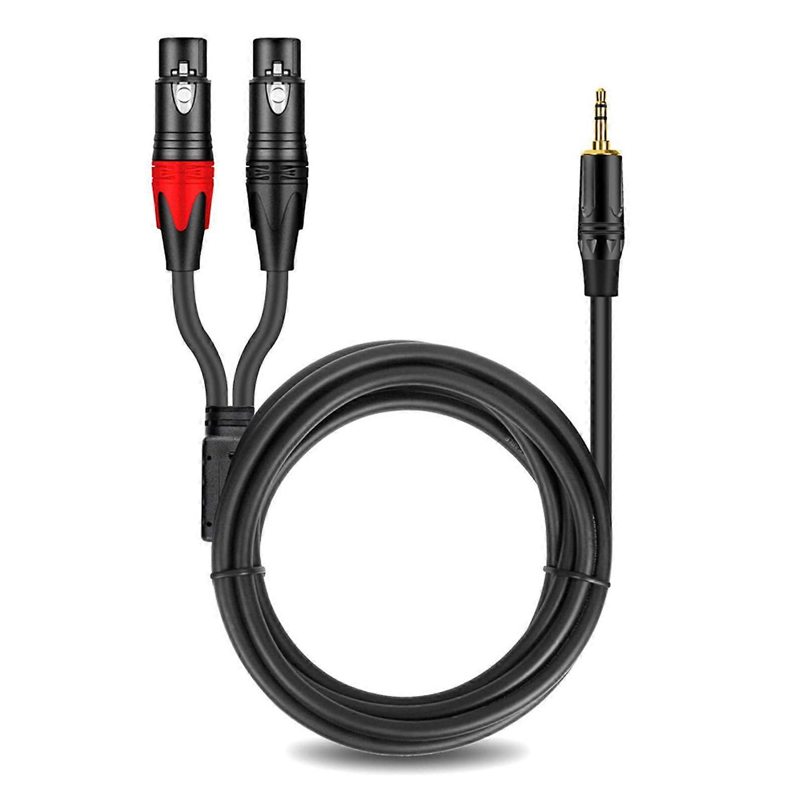 3.5mm Stereo Audio Cable to 3 Pin Double Female Adapter with  Sound and RFI Suppression