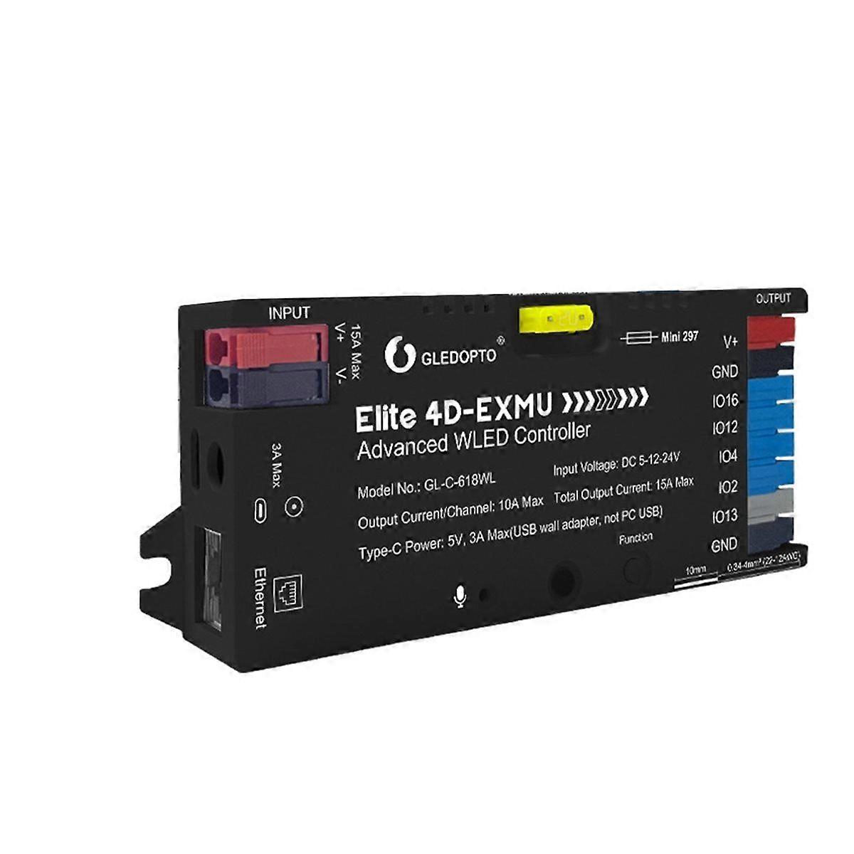 ESP32 WLED LED Strip Light Controller with 4 Outputs Ethernet Micr UART Saving Relay 20A Pluggable