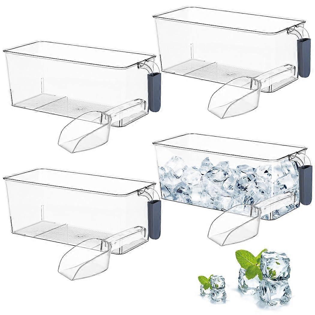 4Pack Freezer Storage Bins with Handles and Scoops, Clear Plastic Containers for Kitchen and Pantry