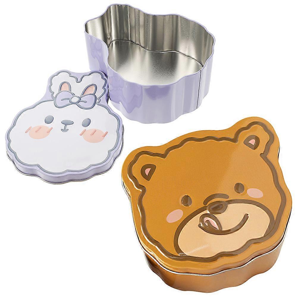 Tin Cookie Containers Biscuit Metal Container Portable Design Candy Holder 2Pcs
