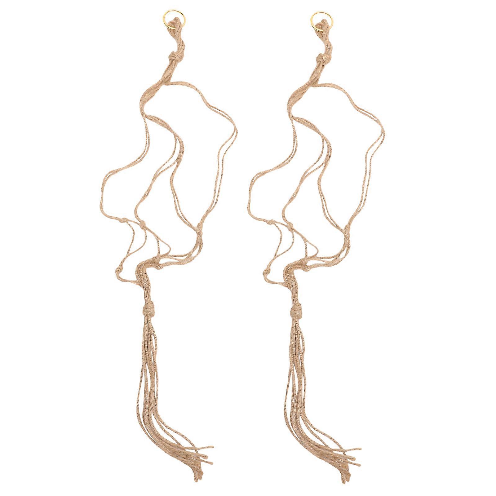 Light Brown Macrame Plant Hanger for Hanging Use 2Pcs Basket