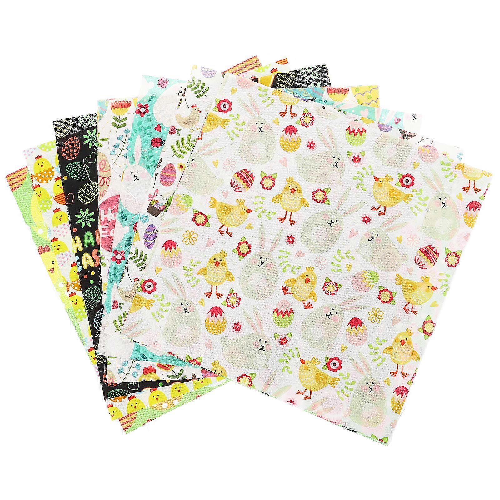 Patchwork For DIY Sewing Quilting Cotton Fabric With Easter Elements 25X25X0.1CM 10Pcs