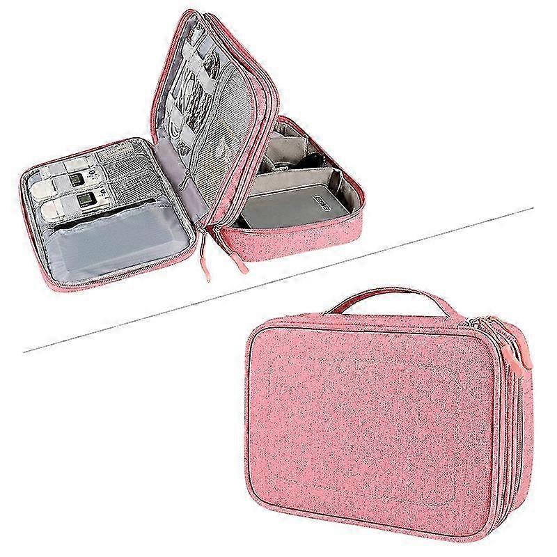 2025 SM02S Double-layer Multifunctional Digital Accessory Storage Bag(Navy Blue)