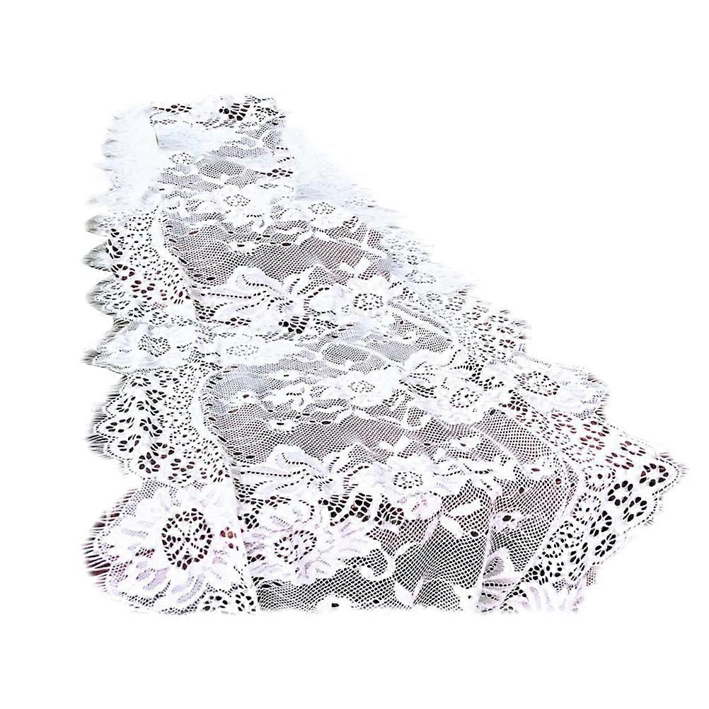 White Eyelash Lace Tablecloth for Kitchen Use 3Pcs Set