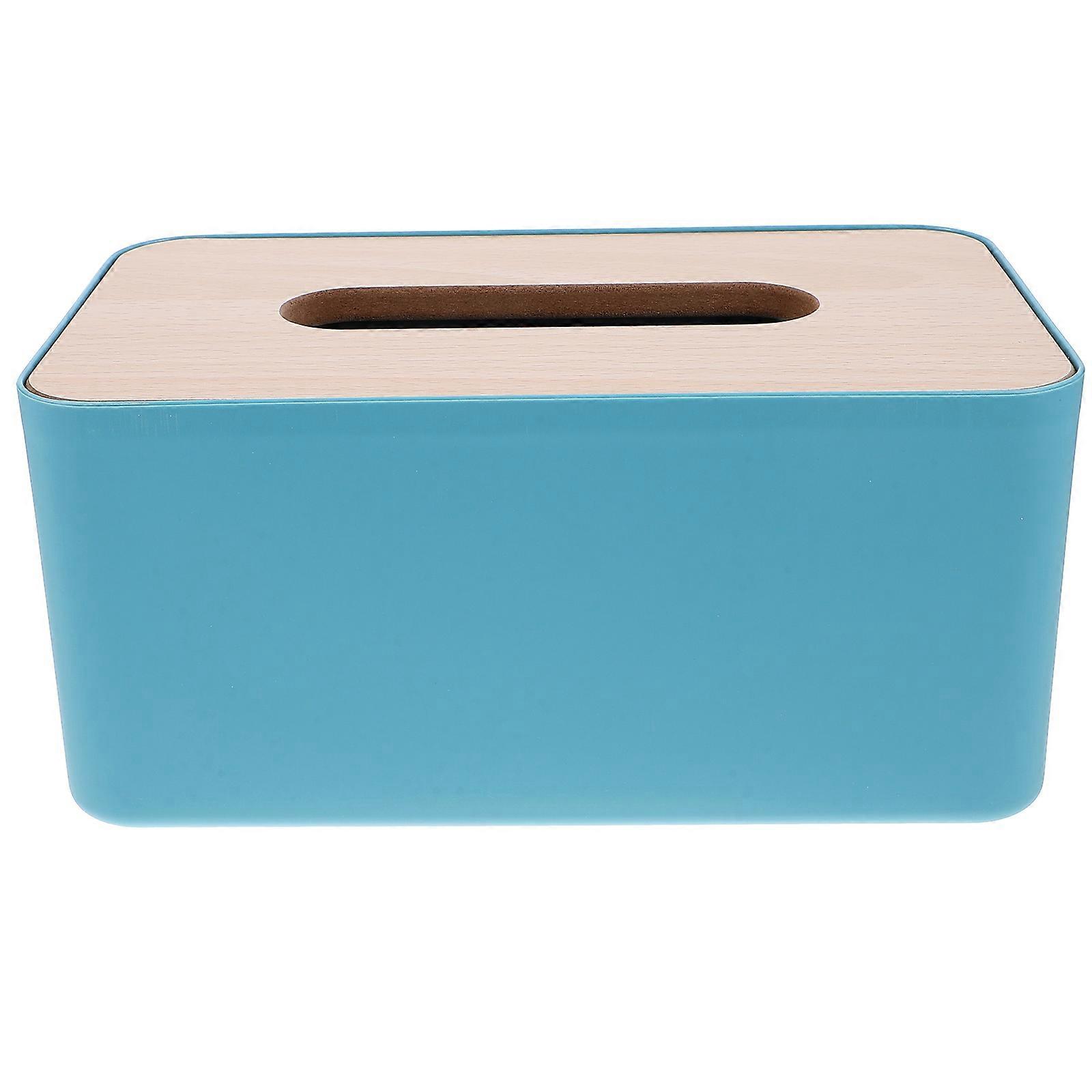 Tissue Organizer Blue Rectangular Tissue Holder for 4Pcs Paper