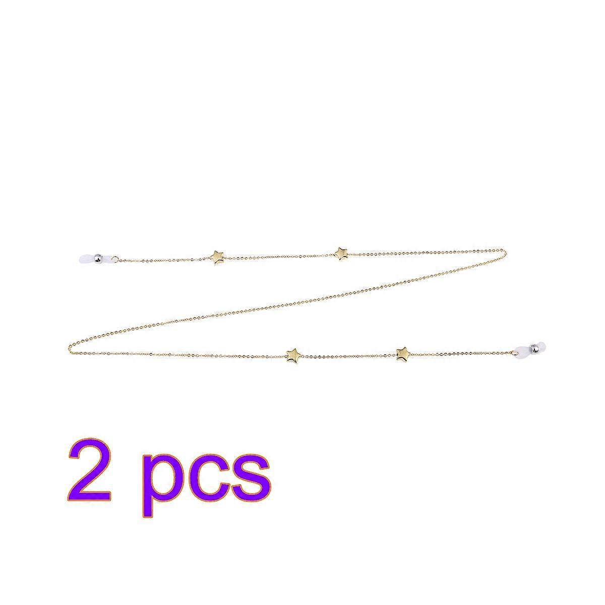 Glasses Chain Pentagram Spectacles Chain for Eyewear Security 2Pcs Golden