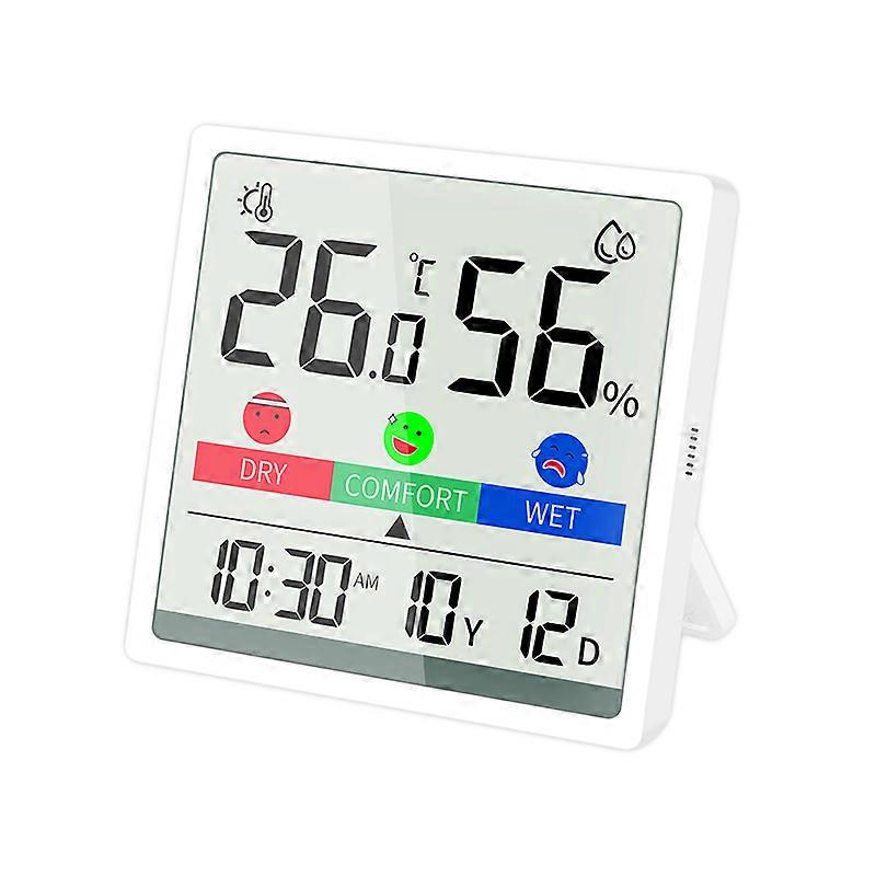 Room Digital Hgrometer Temperature And Humidity   Meter Date  Clock With Battery