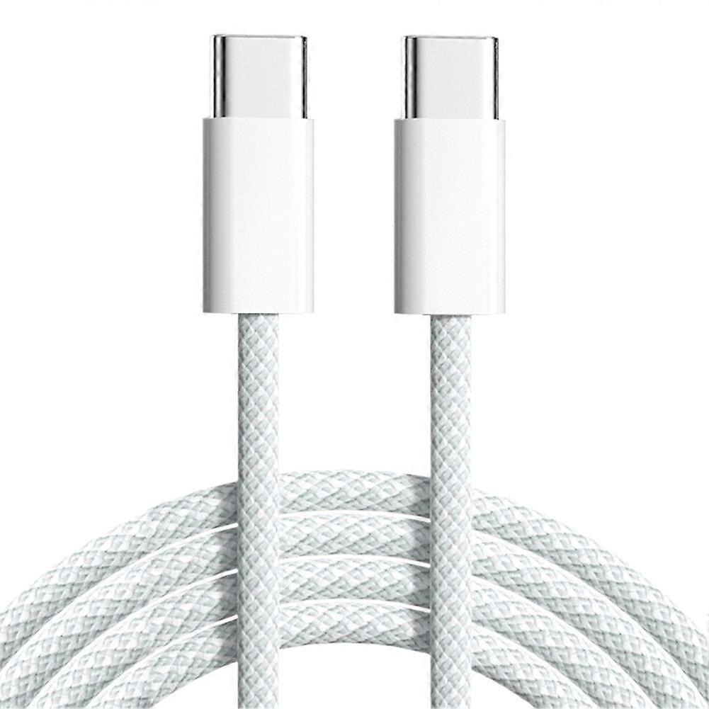 For IPhone 15 Macaron Data Cable Dual Type-C Fast Charging Braided Data Cable C to C 60W 100cm Charging Cable,Gray White