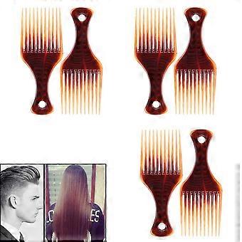 Wide Tooth Hair Pick Comb Set for Curly Hair Detangling and Styling, 6 Pack with Smooth Finish