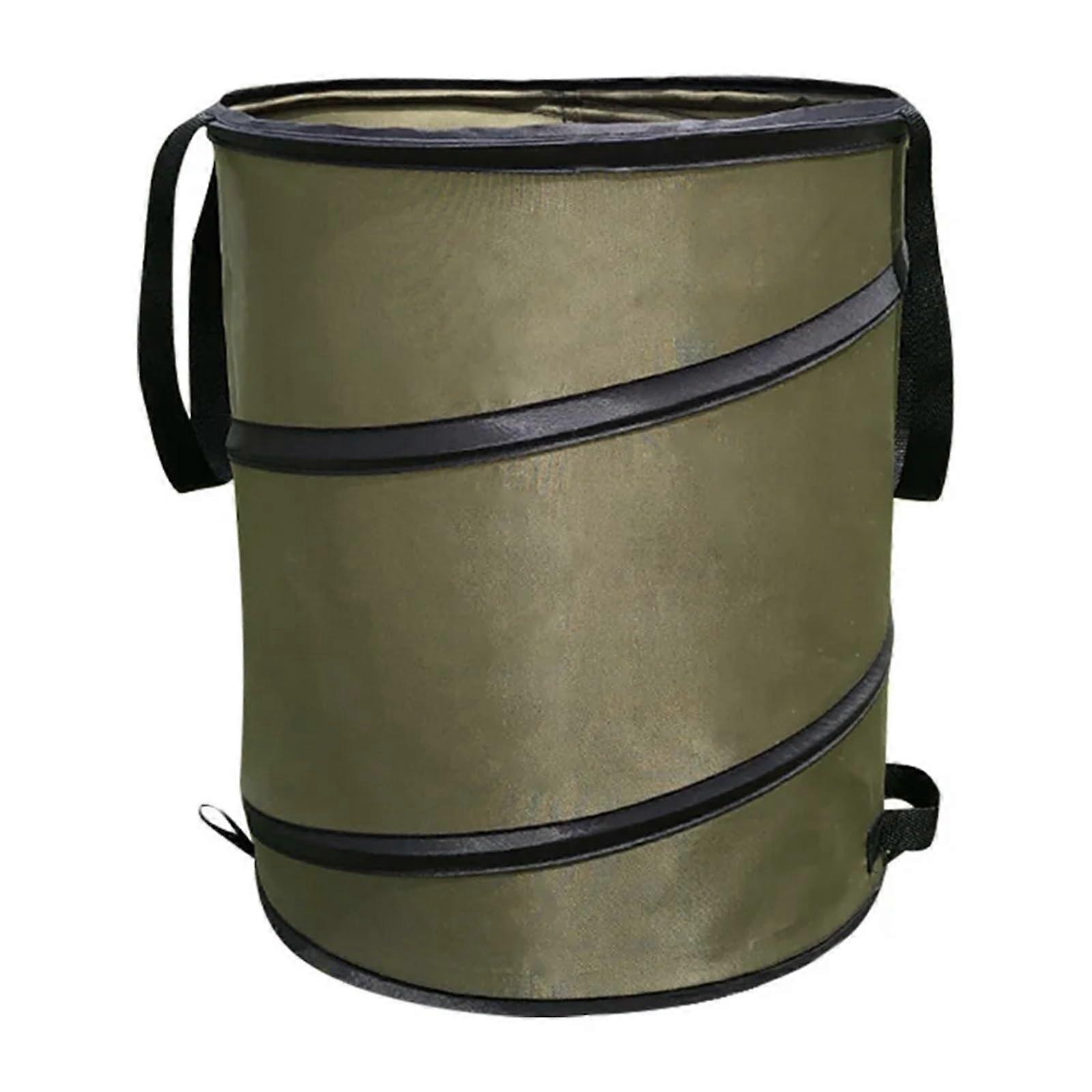 Large Capacity Garden Waste Bag with Handles, Foldable Collapsible Leaf Bin, Deep Green L