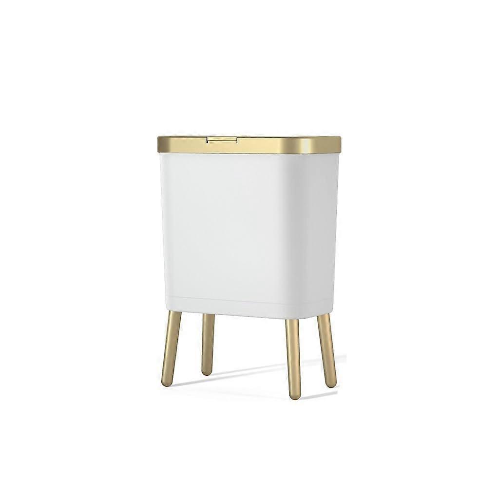 Wood Grain Tall Kitchen Trash Can with OdorBlocking Lid, Modern SpaceSaving Design for Home