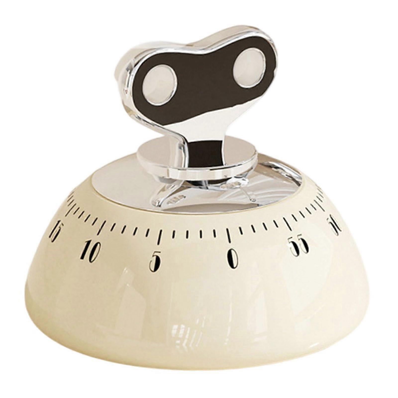 Kitchen Timer for Cooking Mechanical Magnetic Countdown Vintage Battery White