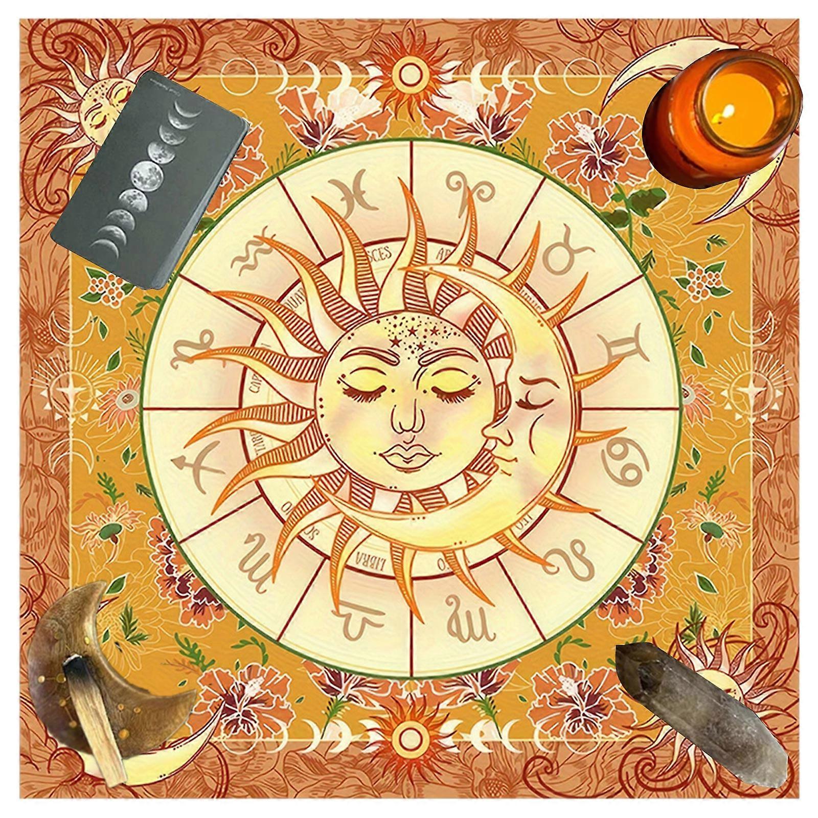 Tarots Tablecloth Divinations Table Cover Oracles Board Game Mat Square Shape Altar Table Cloth  B 60x60cm