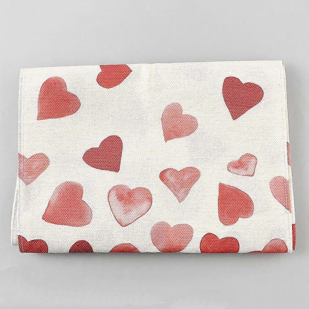 Valentine's Day Heart Pattern Linen Table Runner for Table Decoration Red 2840x340x1mm