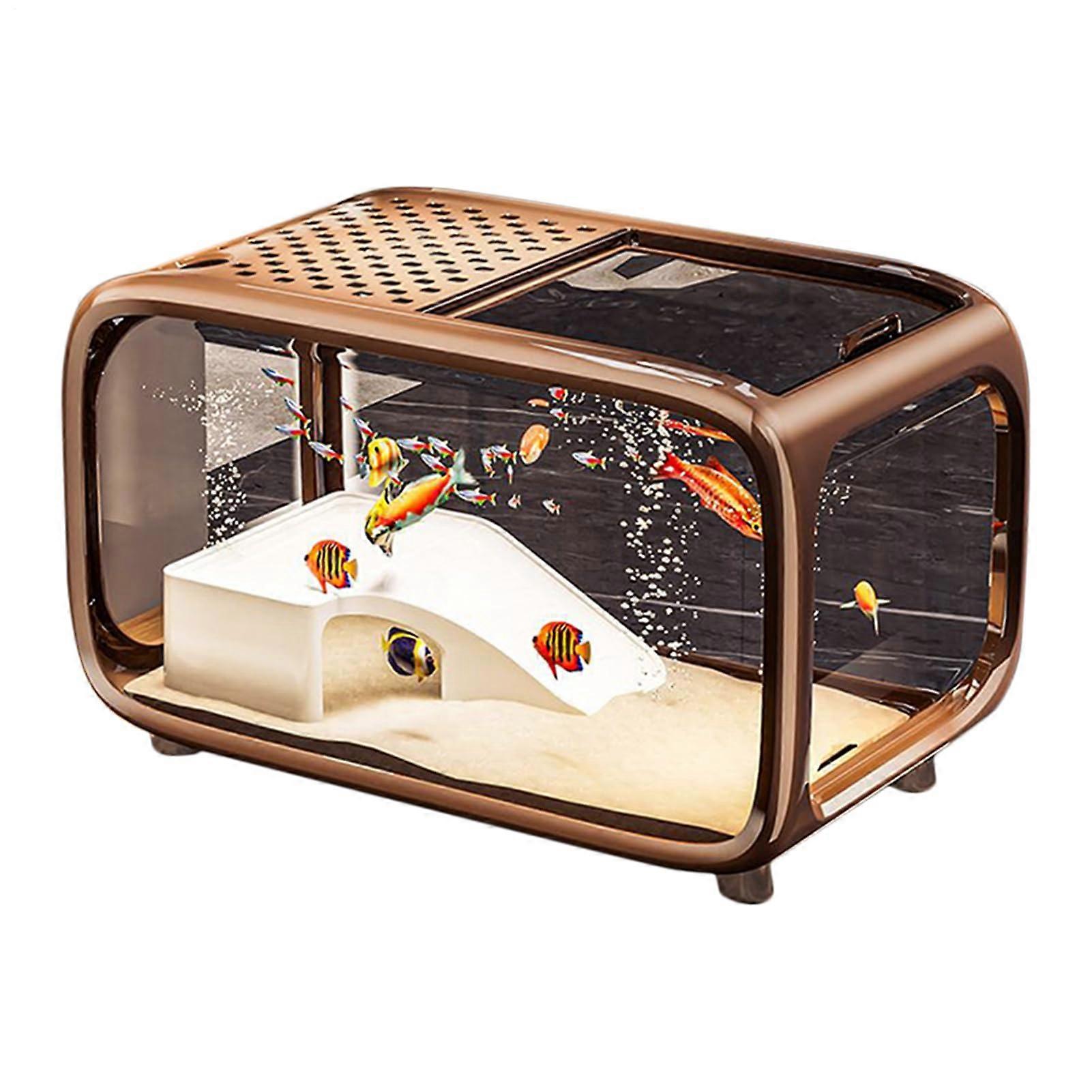 Acrylic Betta Fish Tank with Lid, Clear Rectangular Aquarium for Turtles and Aquatic Plants