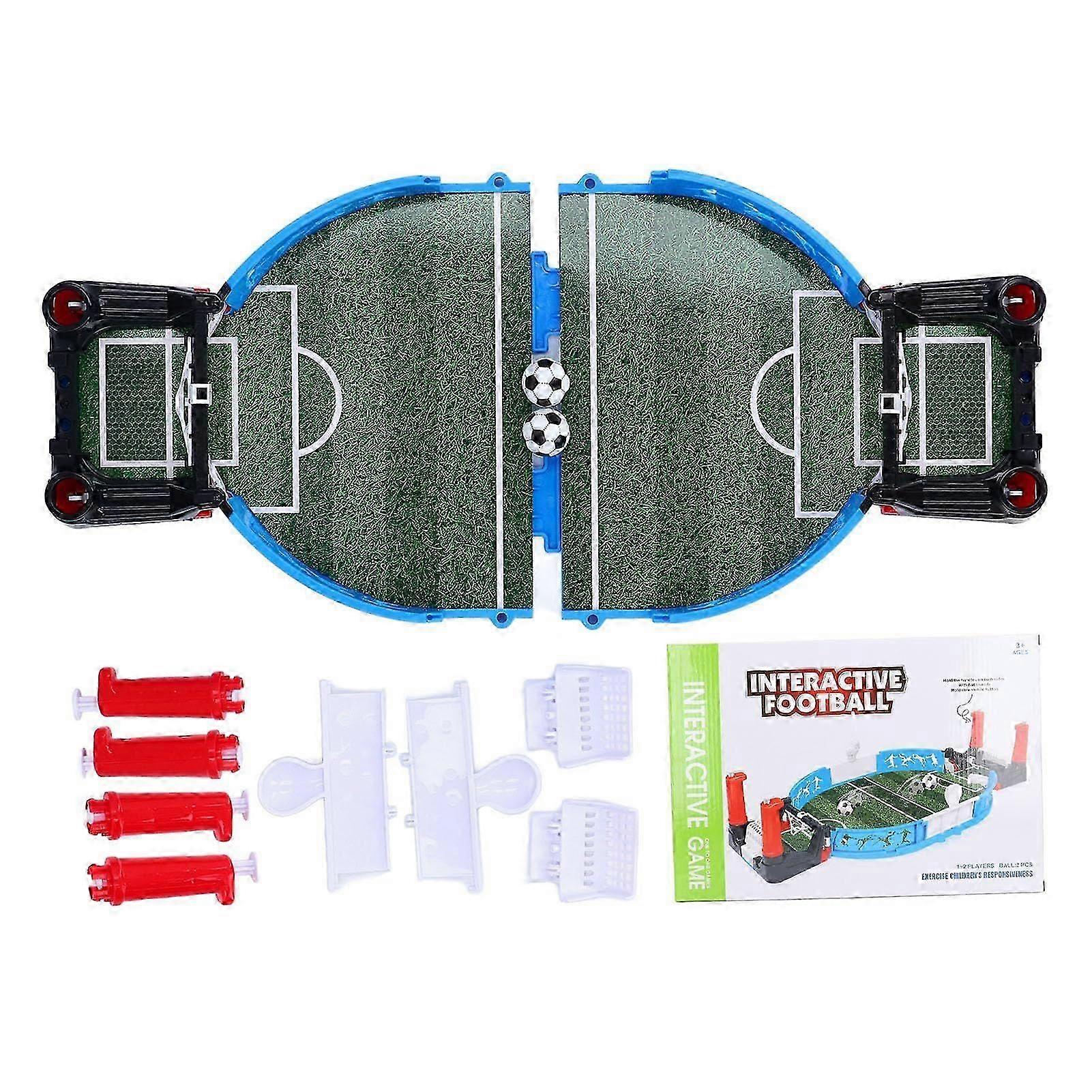 Tabletop foosball interactive game, improves hand-eye coordination, includes 2 balls, suitable for two players.