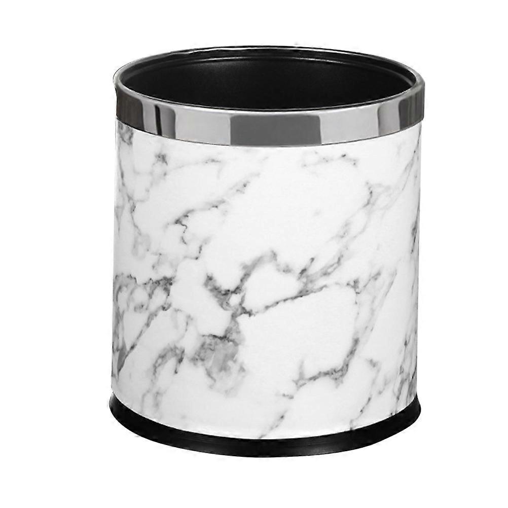 White Marble Pattern Wastebasket for Storage Double Layer Multifunction