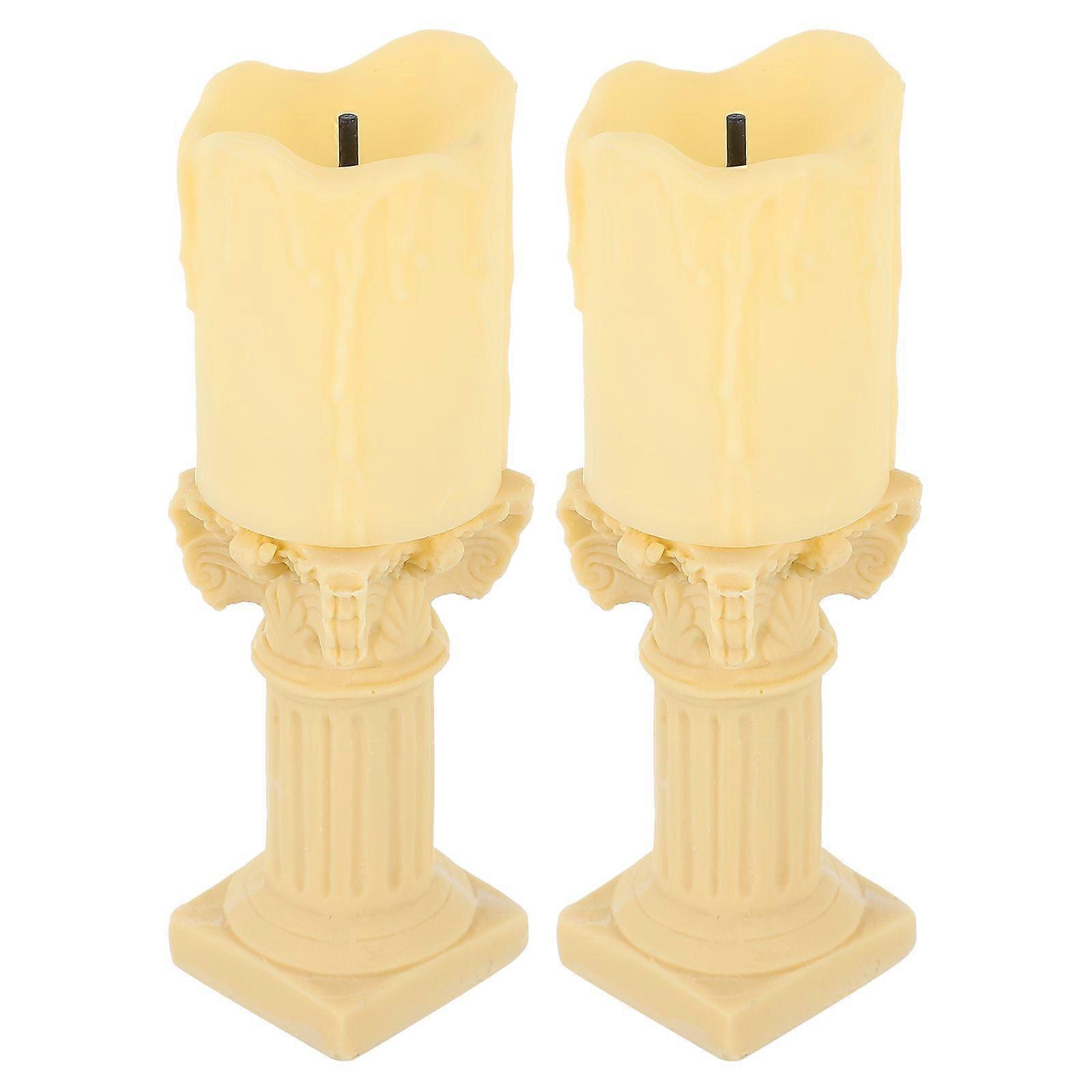 Statue Candlestick Plaster Candle Shape Light for Decor 2Sets