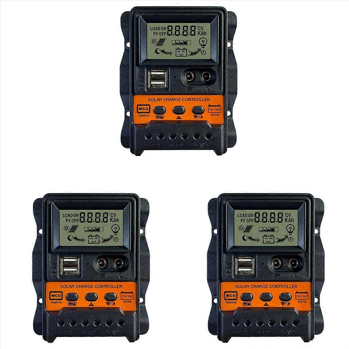 30A Solar Charge Controller Solar Panel Battery Controller 2 USB LCD