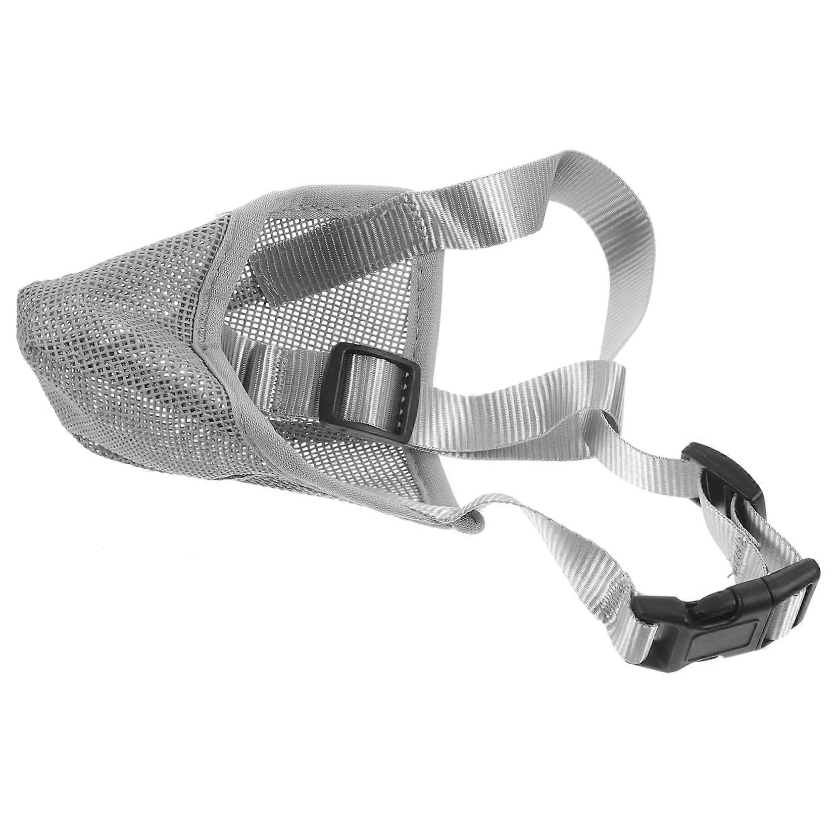Large Dog Muzzle Breathable Soft Mesh Adjustable Comfort AntiBite Barking Chewing Gray S