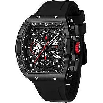 Montre homme sport et mode (chronographe/étanche/lumineuse/calendrier) Bracelet en silicone, mouvement à quartz