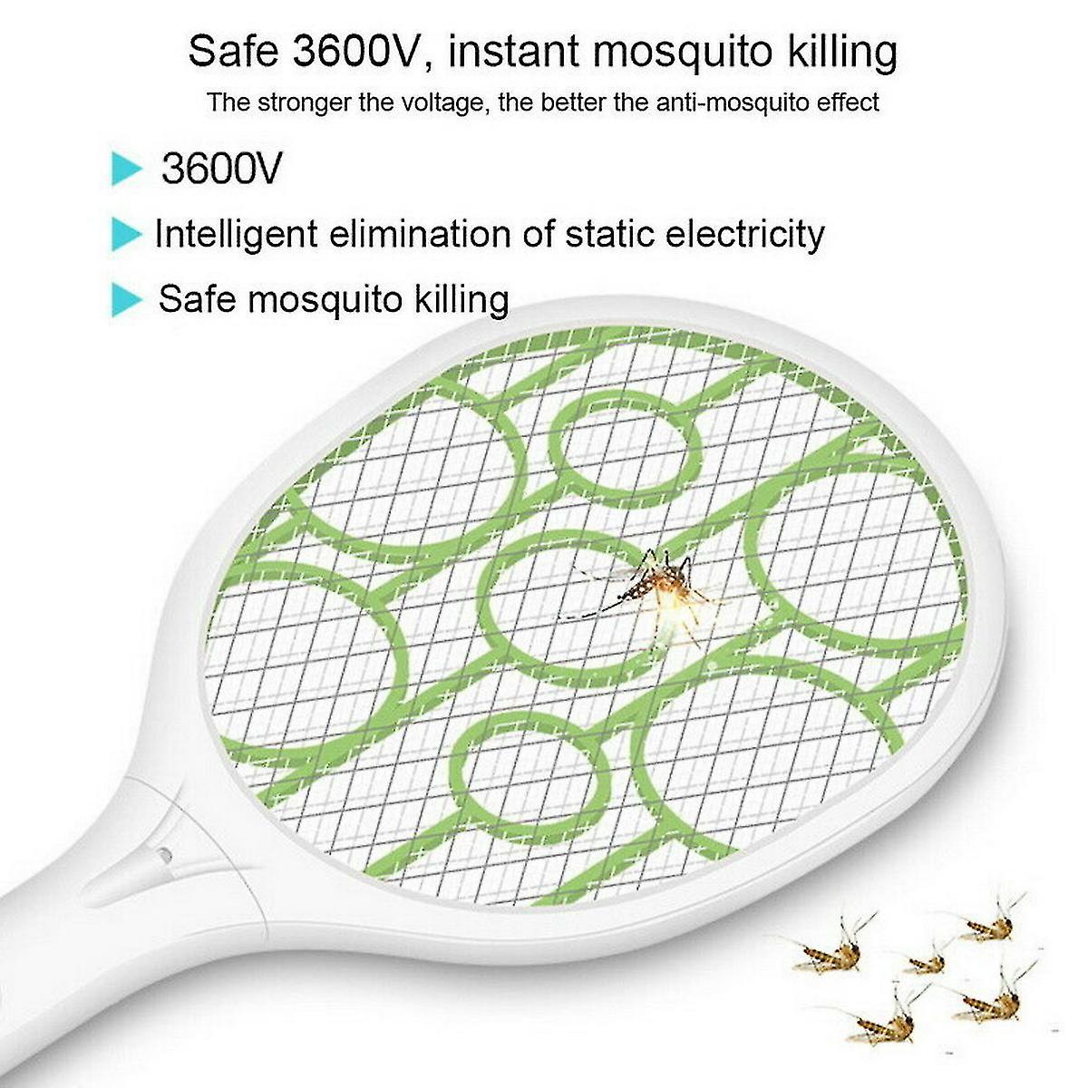 Rechargeable Electric Fly Insect Racket Zapper Killer Swatter Bug Mosquito Green