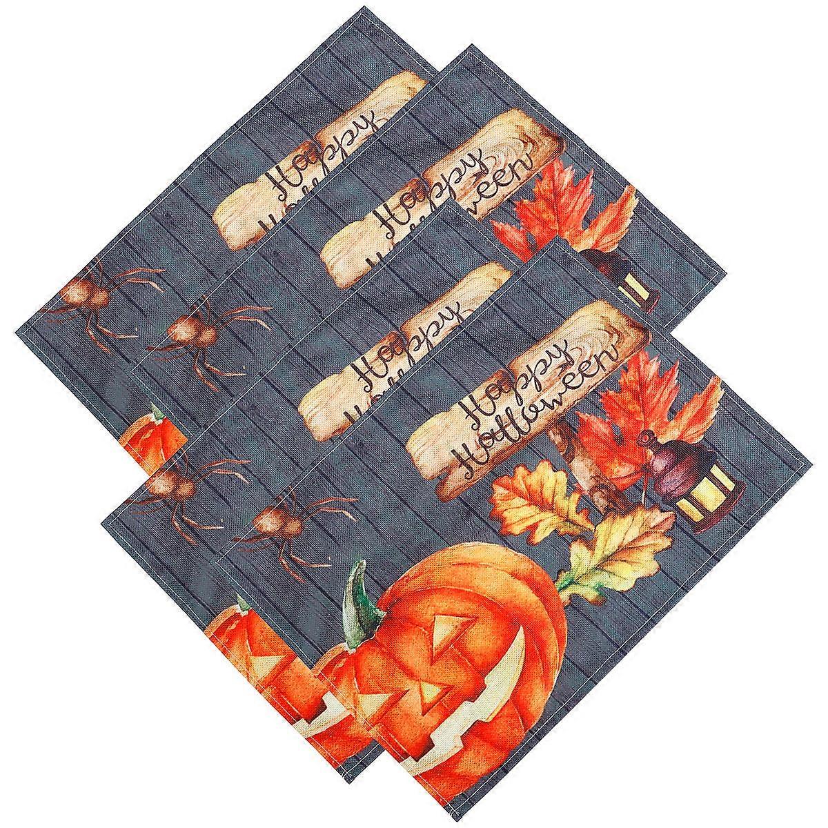 Halloween Place Mat Kitchen Supplies Pumpkin Pattern for 8Pcs Table