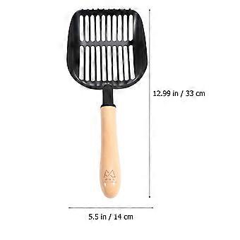 Cat Litter Stainless Steel Kitten Scoop for Pet Cleaning 1Pcs Black