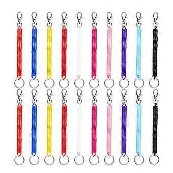 20Pcs Spring Coil Keychain Safety Keyring Key Chain Cord Stretchy Keychain Wrist Coil Key Chain