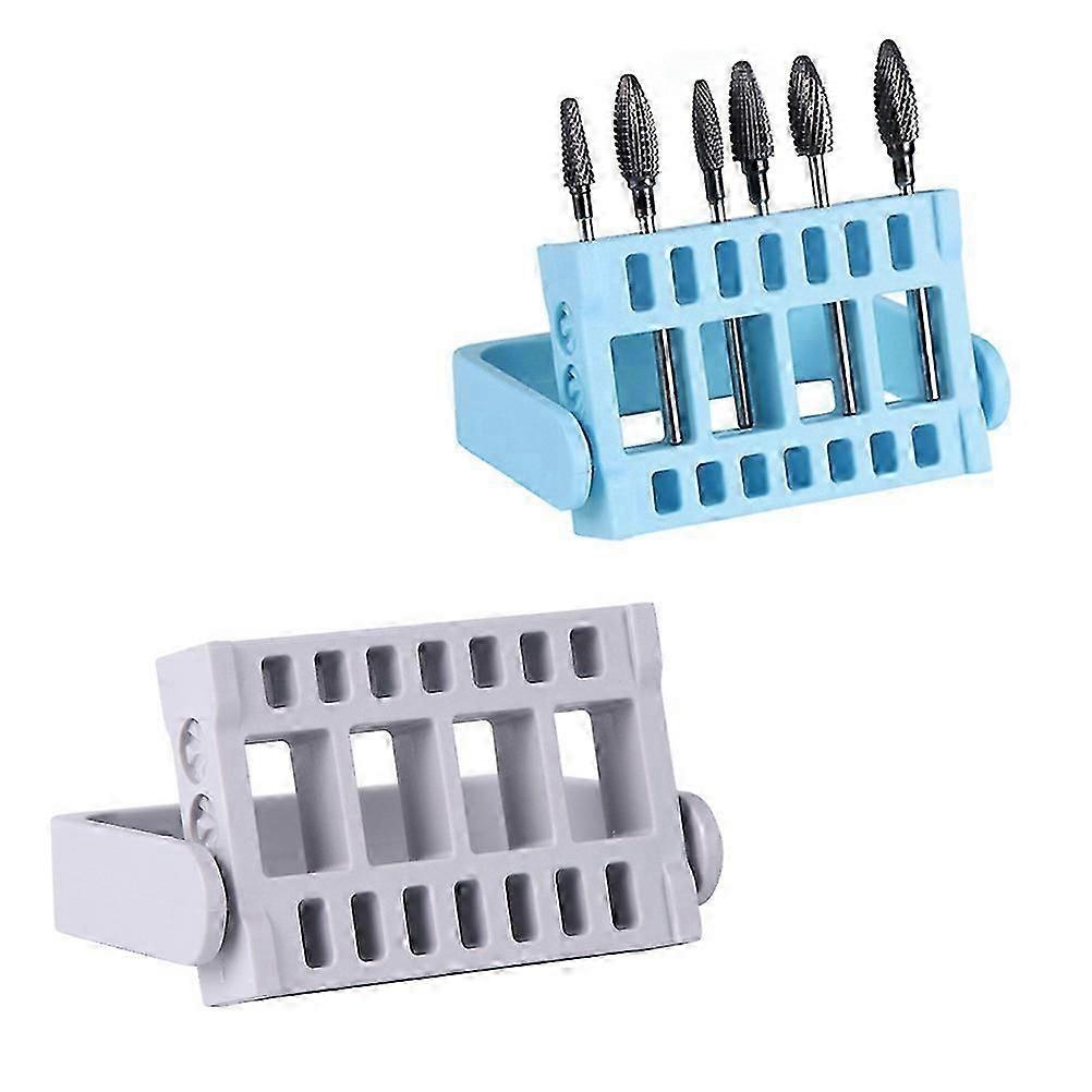 Manicure Tool Box Nail Grinding Head Holder Insert Design Rectangular Shape Plastic Material Professional Use 1Pcs