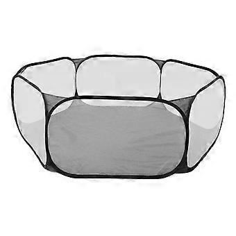 Small Animals Tent Foldable Breathable Interactive Easy Access Portable Small Pet Playpen for Pets Black