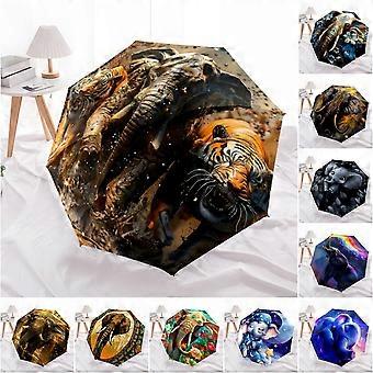 1PC elephant theme Umbrella Portable Folding Umbrella Iron Frame Hole Bone Structure Outdoor Home Umbrella A19