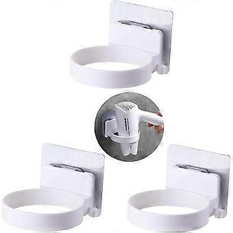 3PCS Wandmontierter Haartrocknerhalter, Haartrocknerhalterung Montagehalterung, selbstklebendes Saugnapf-Haartrocknerregal, für Schlafzimmer, Toiletten, Friseursalon