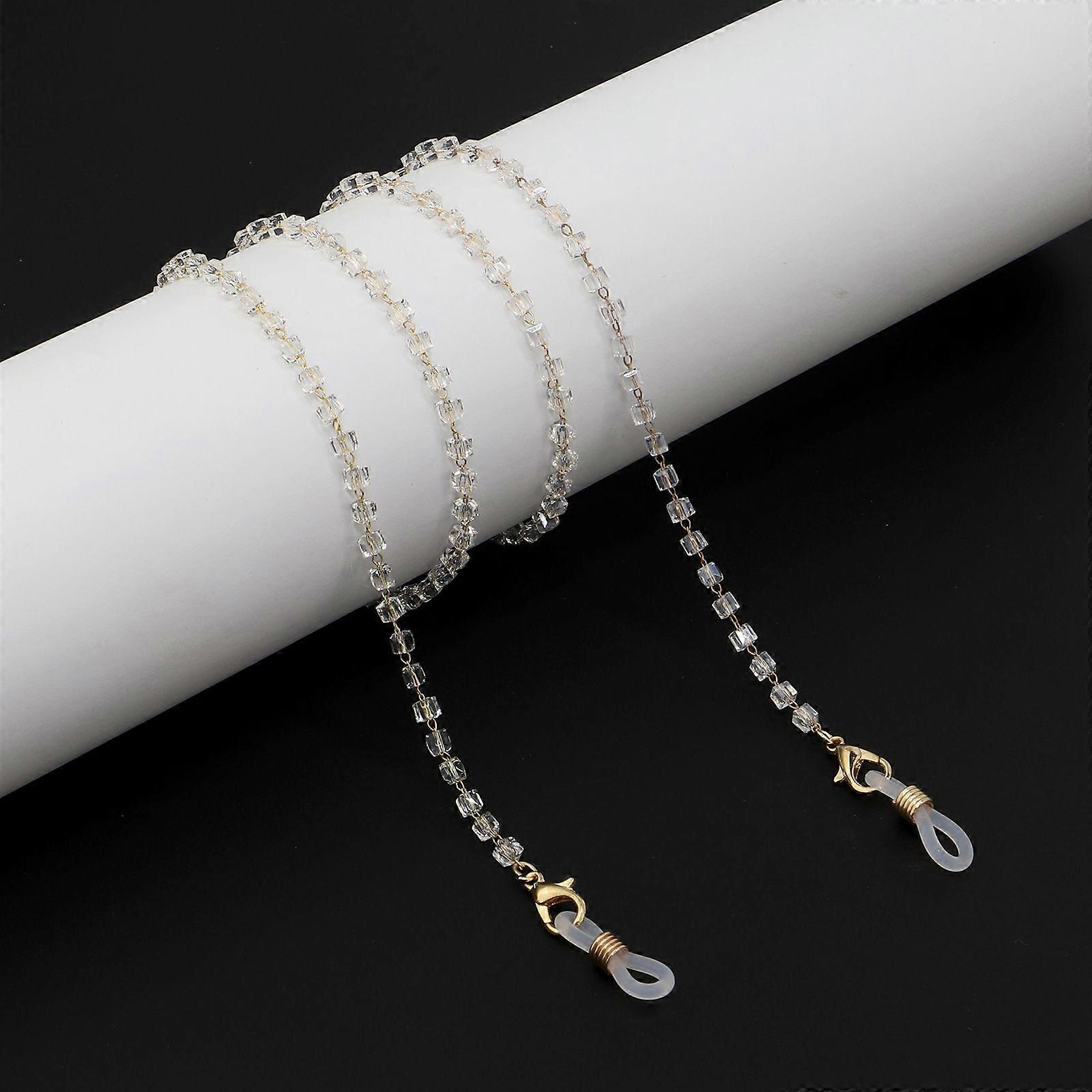 Square crystal chain, gold, eyeglass chain