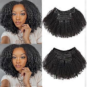 Extensions de cheveux à clips afro crépus bouclés, en véritables cheveux humains pour femmes noires (14 pouces), boucles naturelles 4B 4C, cheveux vierges brésiliens 10A.