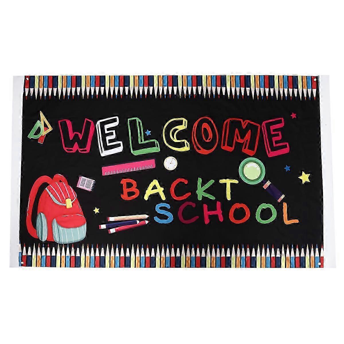 Welcome Back Banner Set, Polyester Backdrop for School Decoration, 3Pcs
