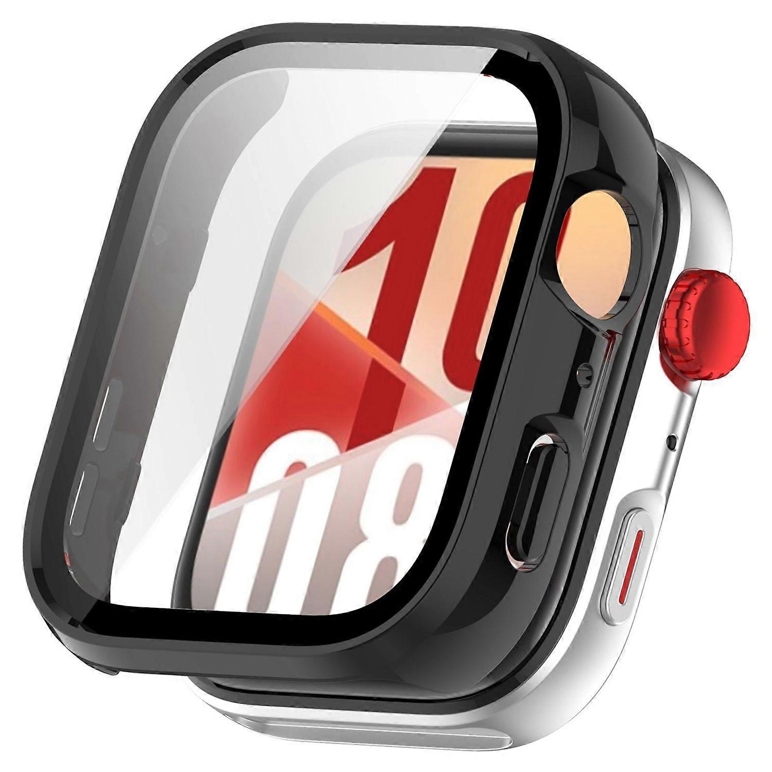 For Huawei Watch Fit 4 Pro Plastic Watch Case + Tempered 9H Hard Glass Black
