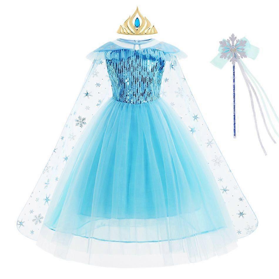 Flickas blå prinsessa Elsa klänning