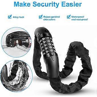 Chaîne antivol codée pour vélo, cadenas antivol avec code à 5 chiffres pour vélo, moto, porte, portail