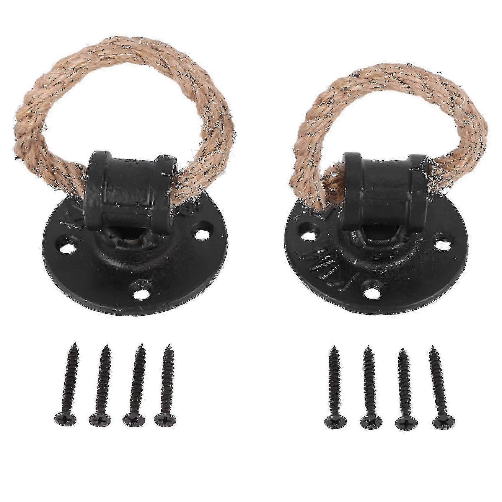 Vintage Drop Ring Drawer Knobs Hemp Rope Black Bronze Cupboard Pull Cabinet Knobs Handle Furniture