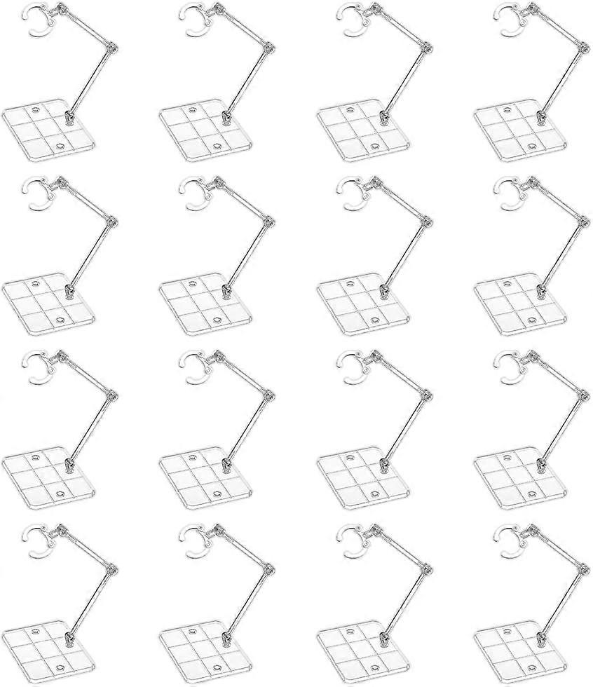 16 Sets Action Figure Stand Assembly Clear Action Figure Display Holder with Rectangle Base Plastic Model Support Stand Model Support Stand