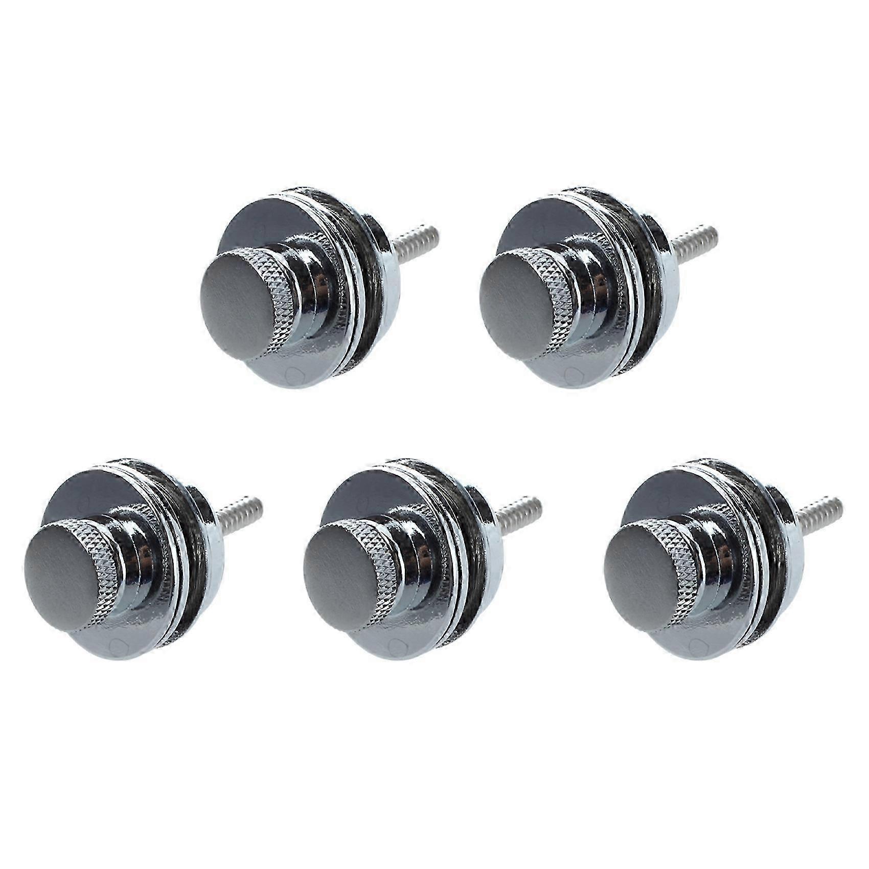 5X Flat Head Chrome Strap Lock compatible with Electric Guitar