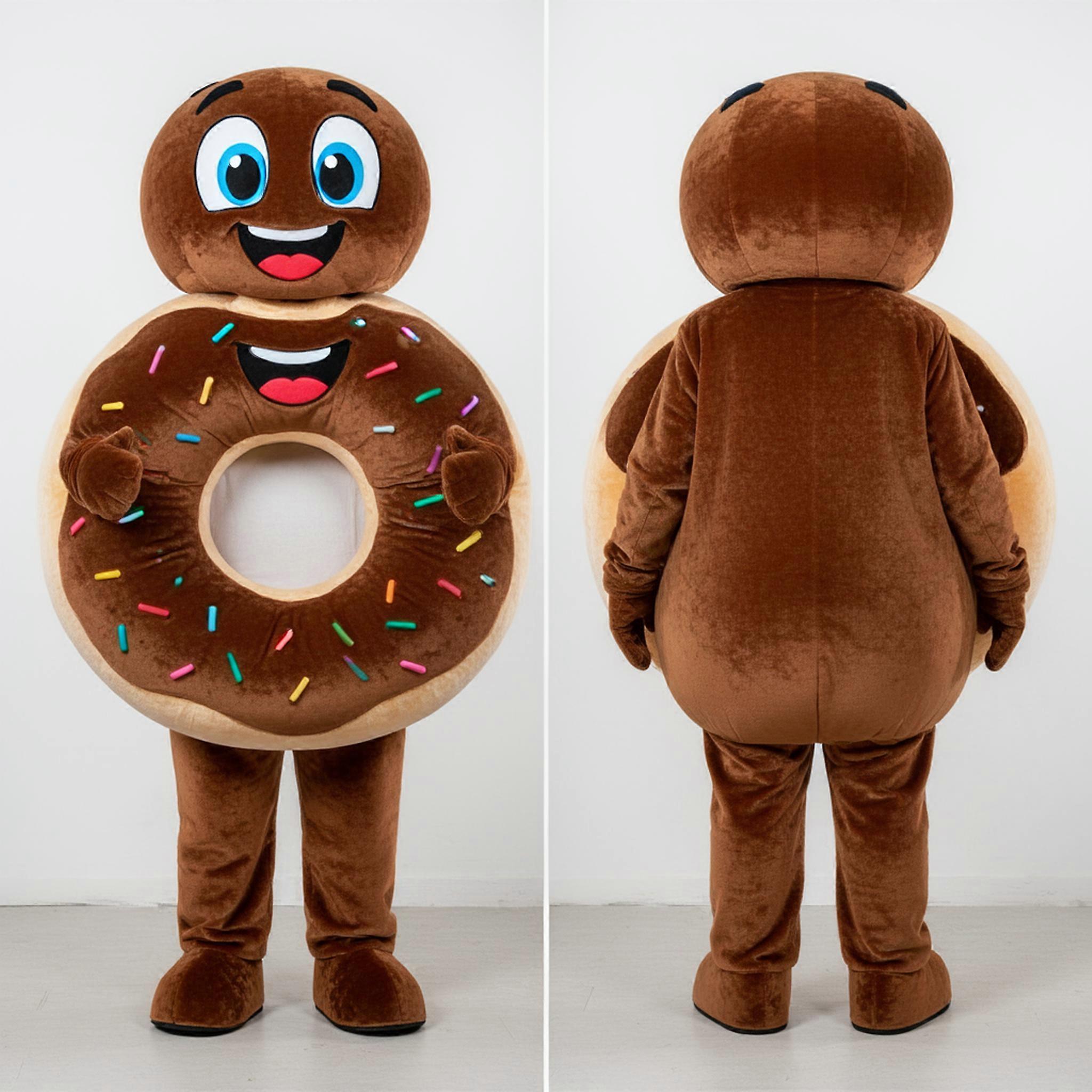 MASTICOT Chocolate Frosted Round Donut Mascot