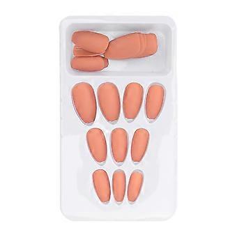 24PCS tekokynnet pitkä painallus koko kansi väärennetty väri taidekynnet DIY kynsitaidesalonkiinF128
