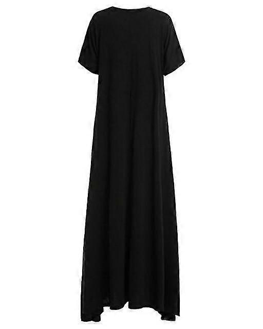 Solid Round Half Sleeve Maxi Dress