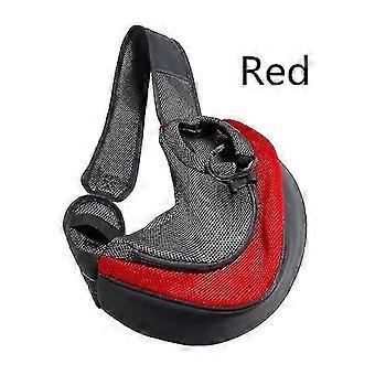 Outdoor Travel Mesh Oxcompatible withd Pet Dog Shoulder Bag, Red Color, S Size,1pcs