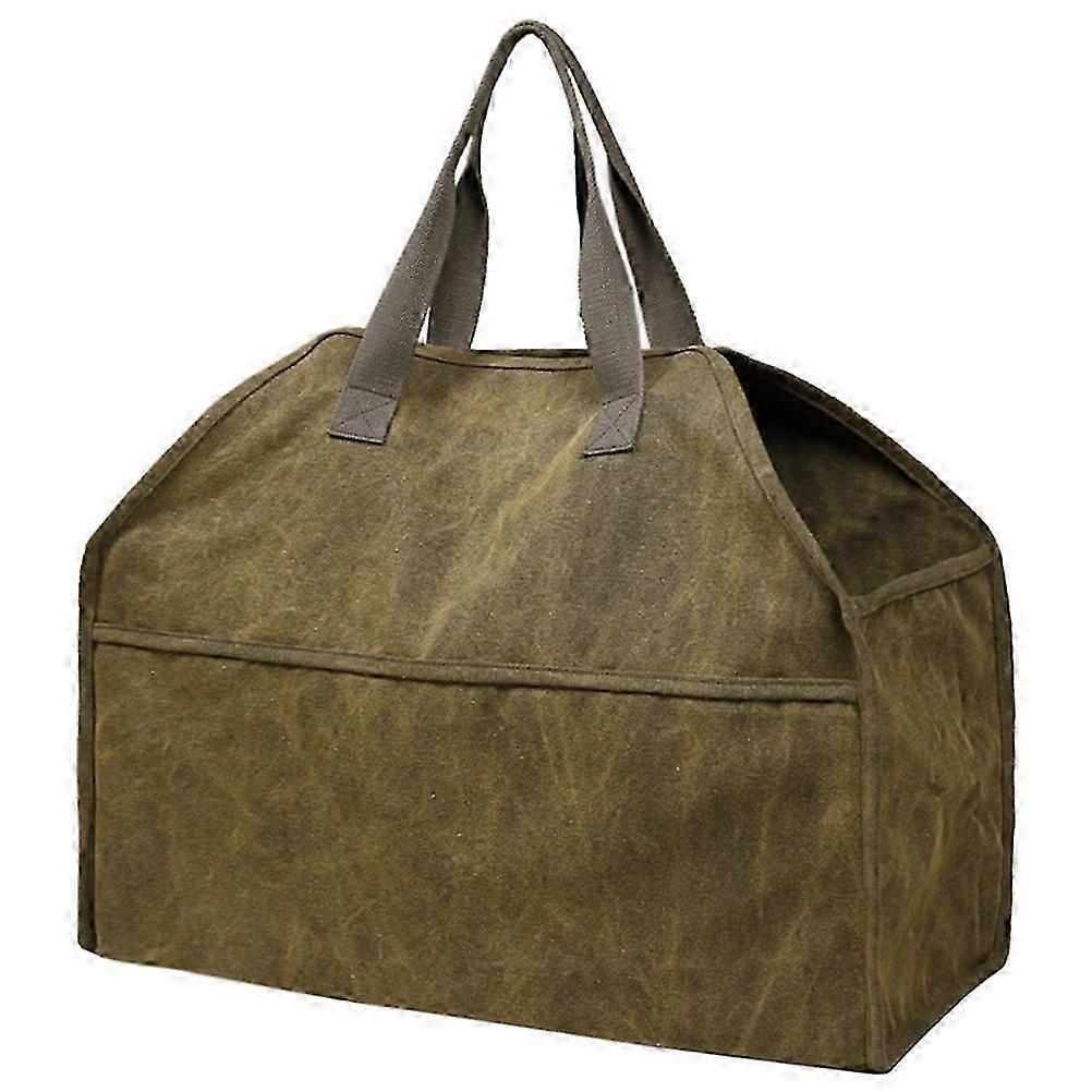 Olive Green Canvas Log Tote Bag