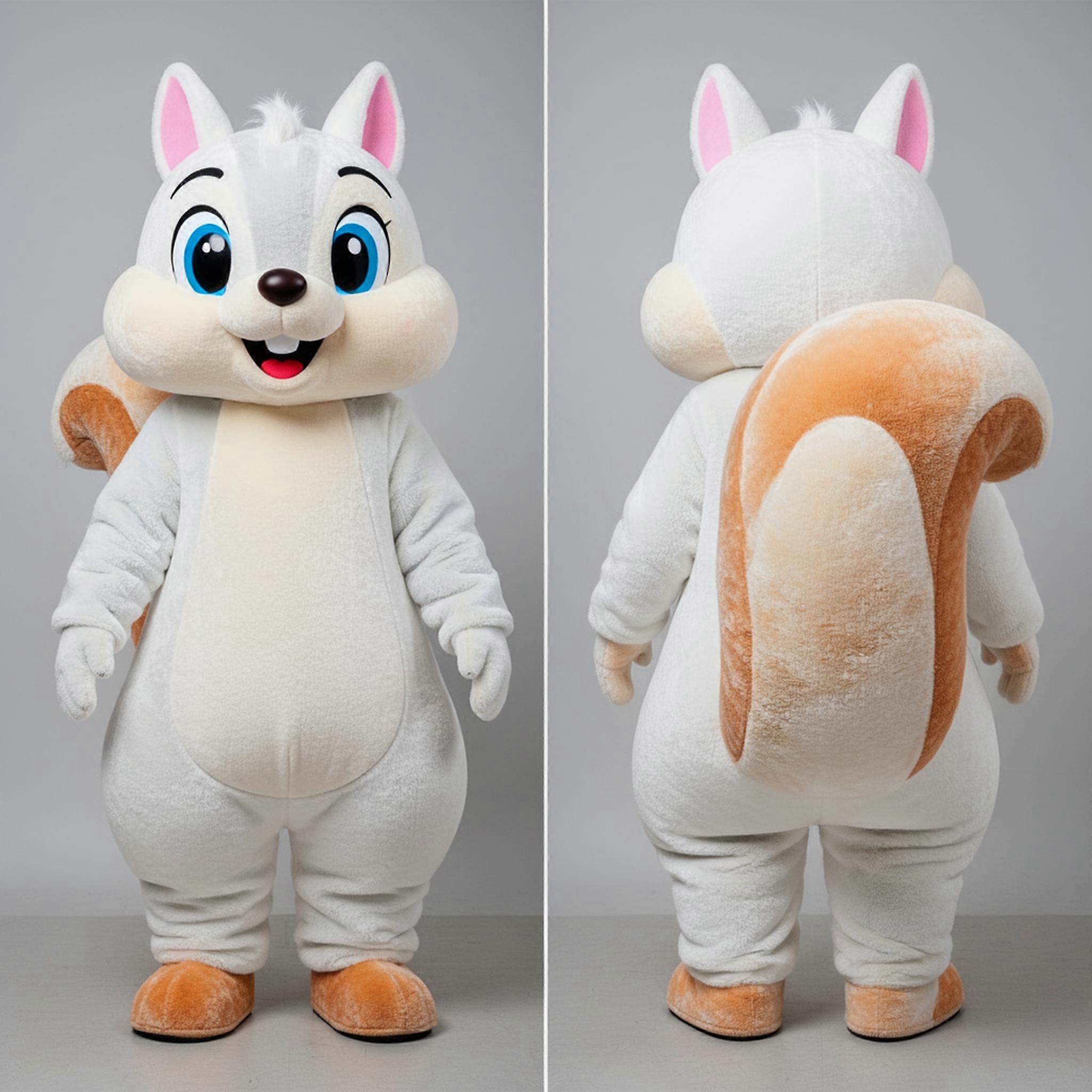 MASTICOT White Fluffy Squirrel Mascot